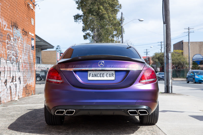 C63S Style Diffuser & Exhaust Tips For MY15-18 Mercedes-Benz W205 C-Class BLACK