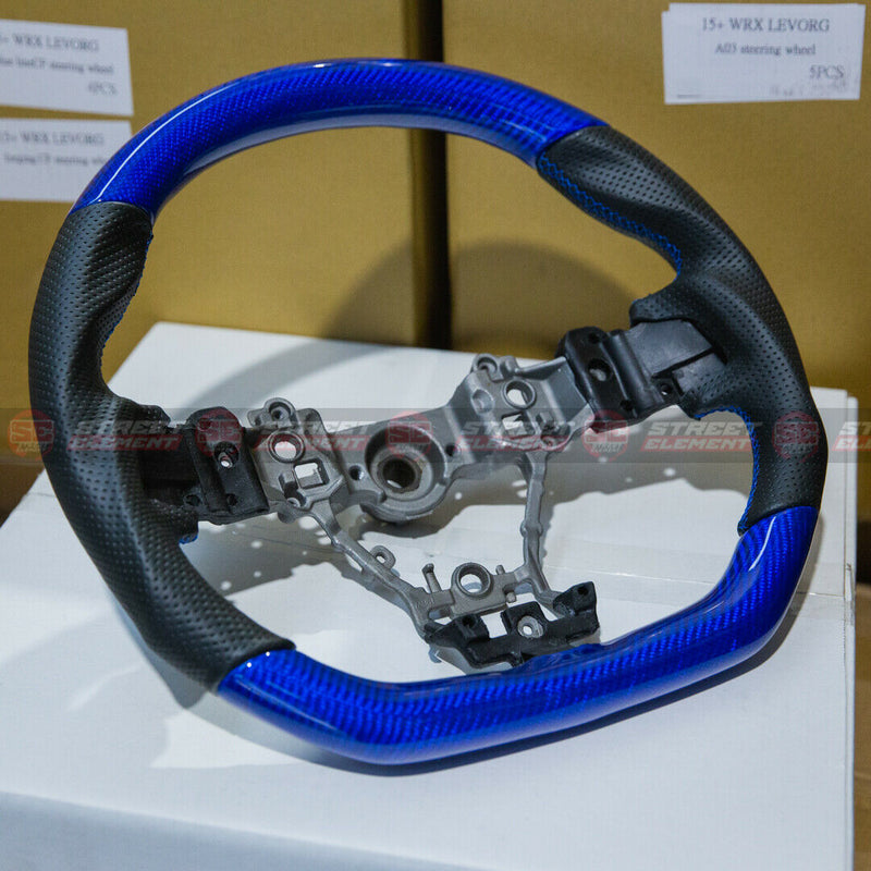 DMK Steering Wheel For 2014-2021 Subaru WRX/STI V1 (BLUE CARBON/LEATHER/STITCH)