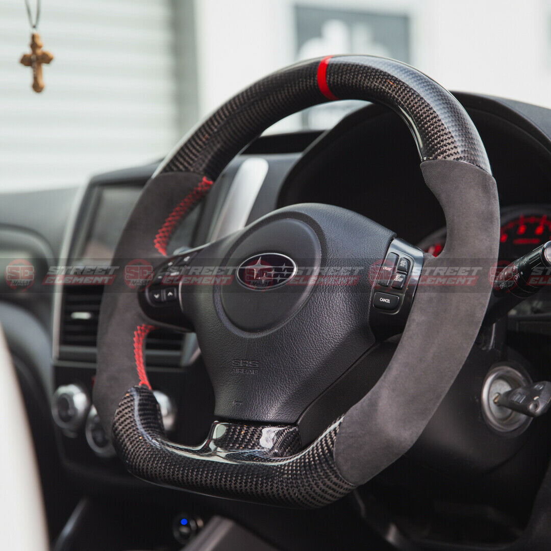 Steering Wheel For 2008-2013 Subaru Impreza WRX/STI (CARBON/SUEDE/RED STITCH)