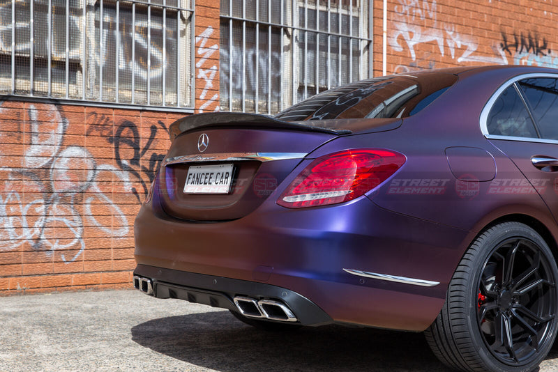 C63S Style Diffuser & Exhaust Tips For MY15-18 Mercedes-Benz W205 C-Class BLACK