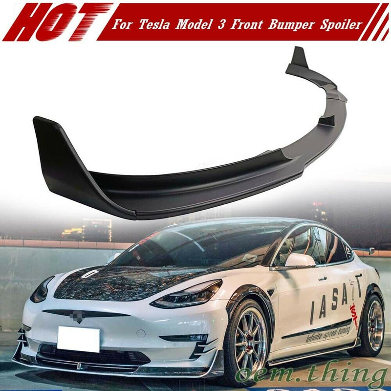 SEV1 Style Front Bumper Lip/Splitter For 2019-2021 Tesla Model 3 (UNPAINTED)
