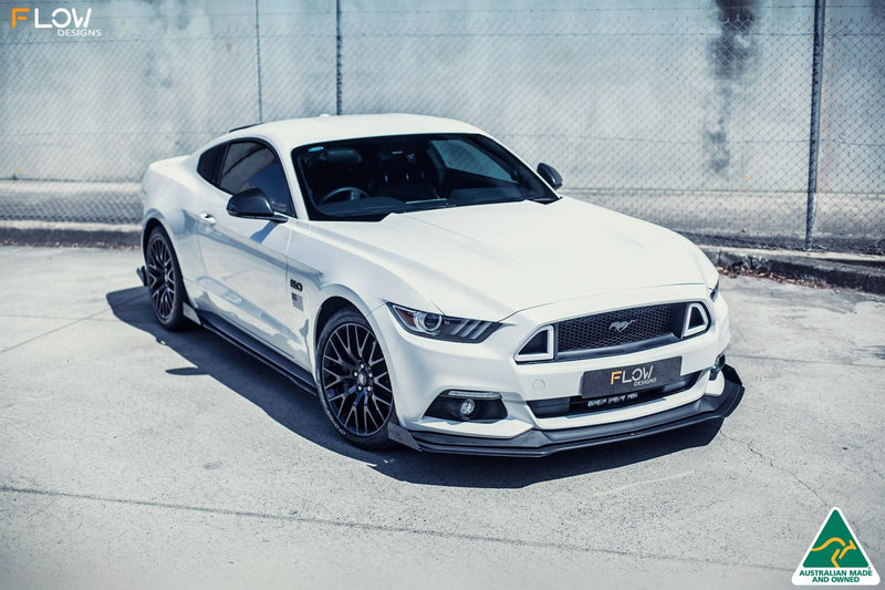 White Ford Mustang S550 FM Front Lip Splitter