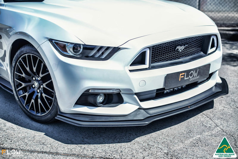 White Ford Mustang S550 FM Front Lip Splitter Extensions