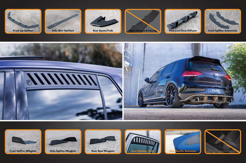 MK7.5 Golf R Full Lip Splitter Set with Flow-Lock Rear Diffuser