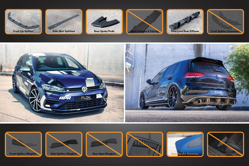 MK7.5 Golf R Full Lip Splitter Set with Flow-Lock Rear Diffuser