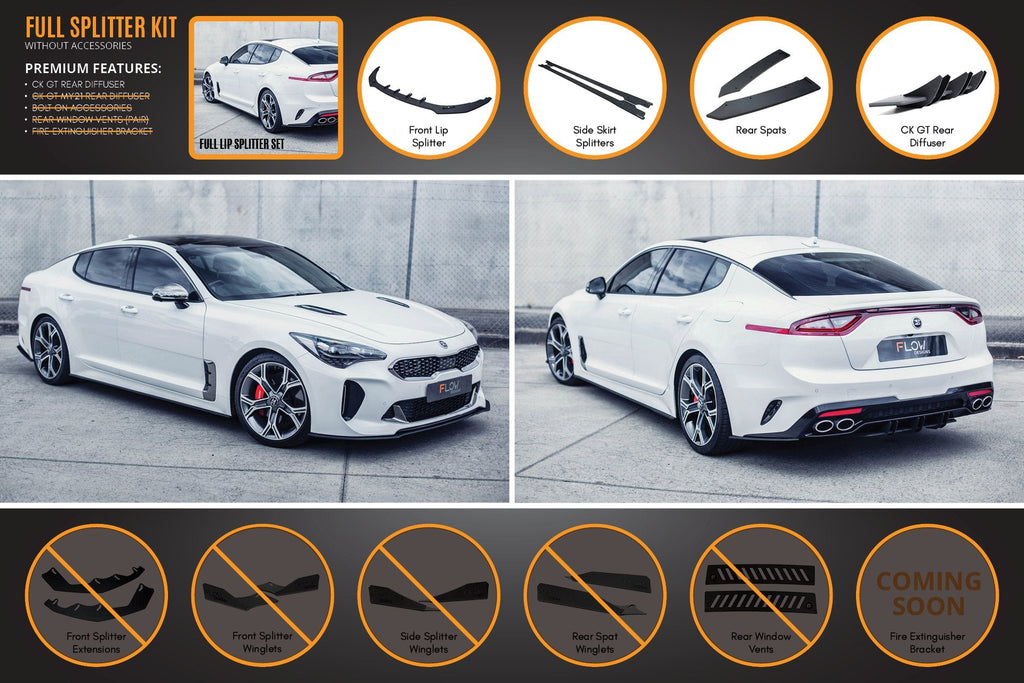 Buy Kia Stinger CK GT Front Lip/Side Splitters & Rear Diffusers Online