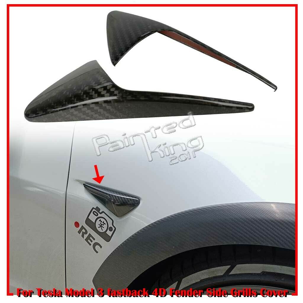 OEM+ Style Turn Signal Lens Covers For 2019-2021 Tesla Model 3 (CARBON FIBRE)